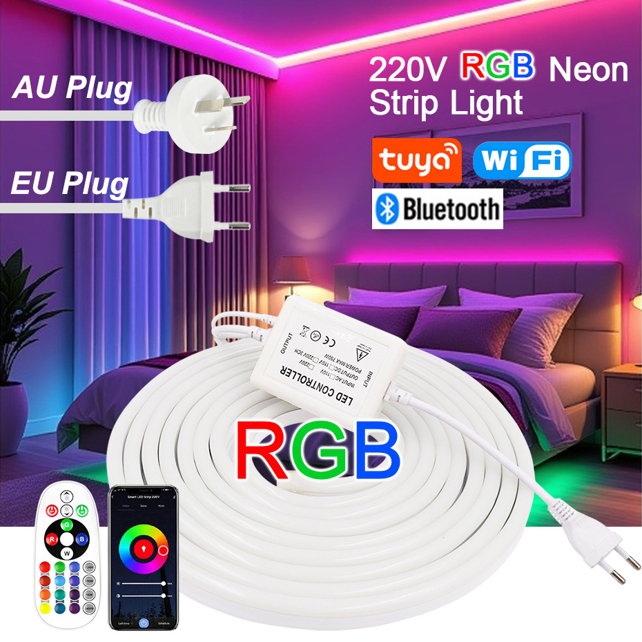 Outdoor Power Outlet Wifi - 220V RGB LED 네온 스트립 (EU/AU