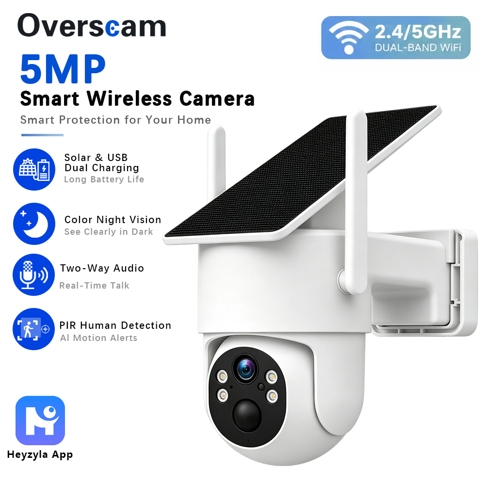 Outdoor Power Monitor - 5MP 태양광 PTZ 카메라, 실외 무선