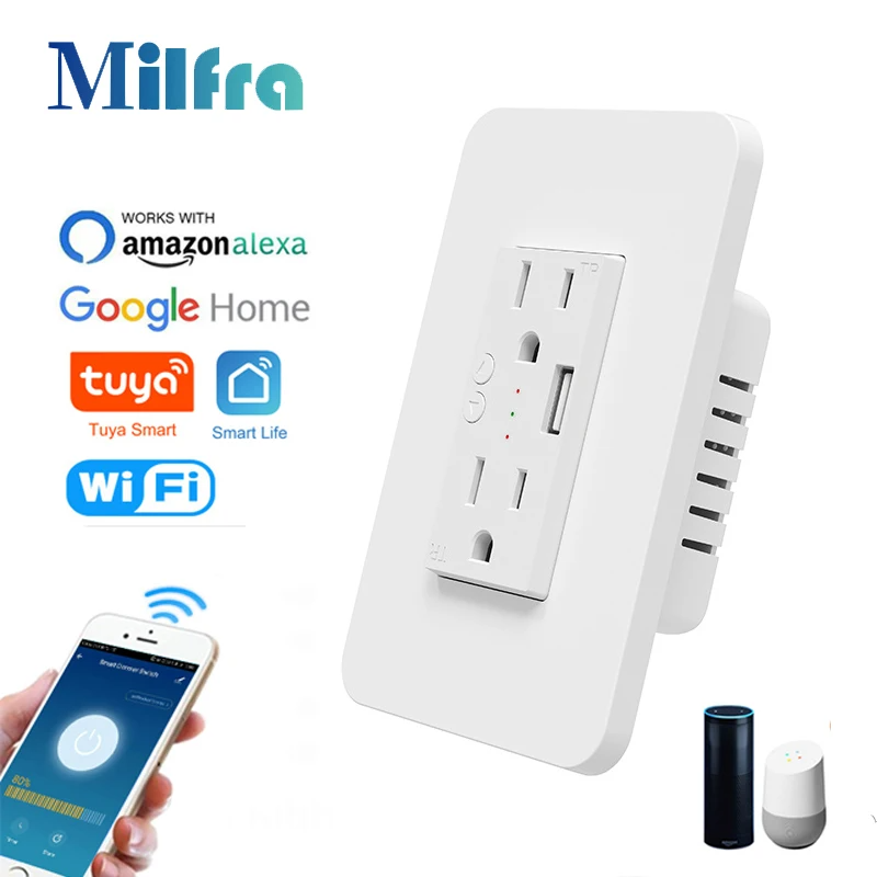 Outdoor Power Outlet Wifi - Milfra 와이파이 스마트 소켓, USB 충전