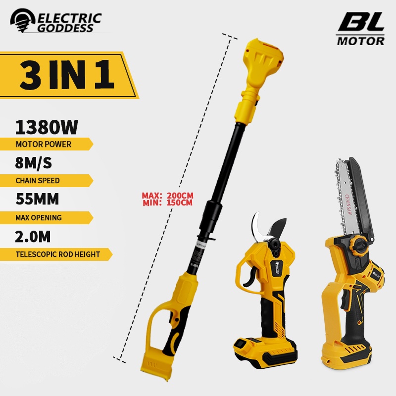 Pole Saw Cordless - 브러시리스 6인치 전기 체인톱 텔레스코픽 폴
