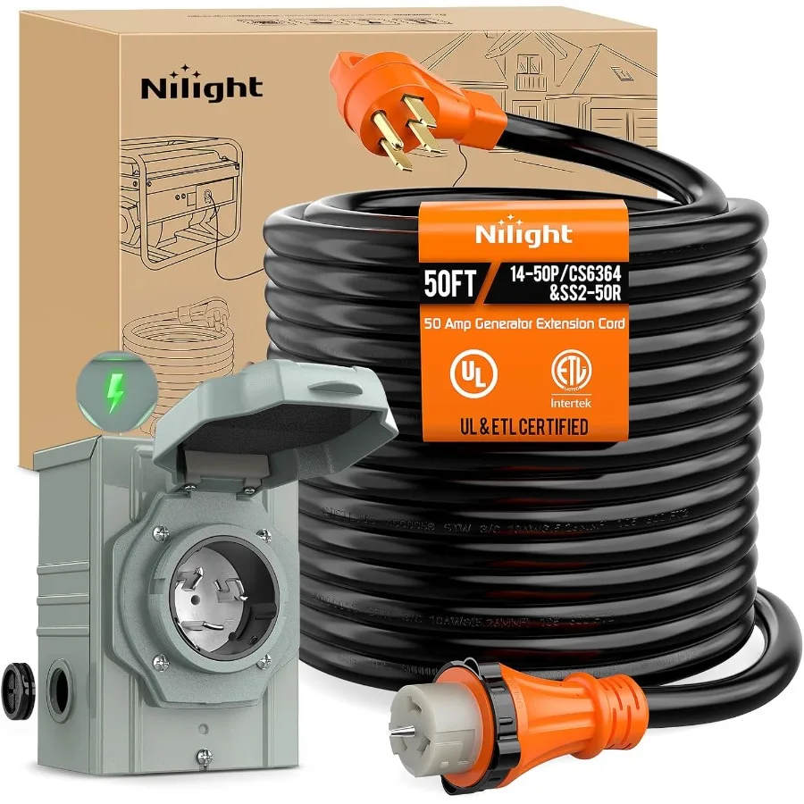 50A 50피트 헤비 듀티 발전기 연장 코드 (RV 야 - Outdoor Power Inlet Box 리뷰 및 가격